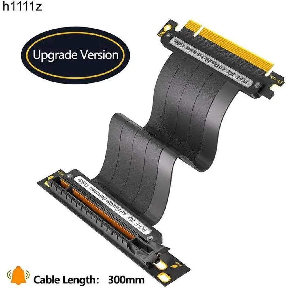 PCIE4.0 Extension Cable Black PCI Express 16x Shielded High Speed 64G GPU Riser